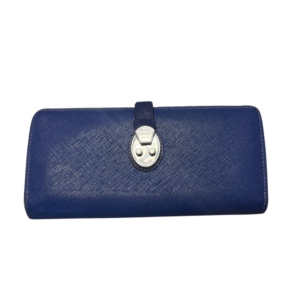 TUMI Blue Leather Kisslock Wallet - Long Wallet - Checkbook Wallet -Y2K